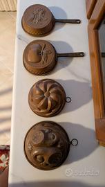 lotto 4 stampi vintage in rame per cucina