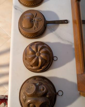 lotto 4 stampi vintage in rame per cucina