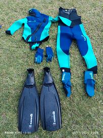 muta da sub uomo Mares più pinne