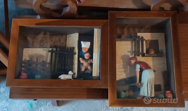  Diorami con scene di vita rurale Vintage 