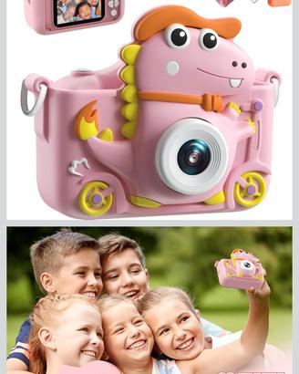Macchina fotografica dinosauro rosa