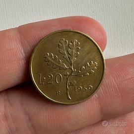 Moneta RARA 20 lire 1959, Repubblica  Italiana