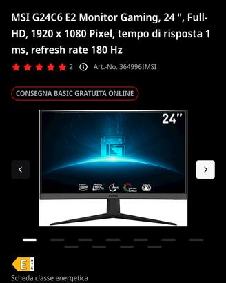 MONITOR MSI 24 POLLICI FULL HD 1920-1080 PICEL180