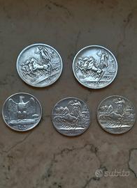  argento LOTTO Vitt. Emanuele III 5 Pezzi leggete