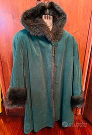 Cappotto anni 90 in alcantare e pelliccia vera