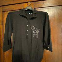 Maglione nero in lana e seta