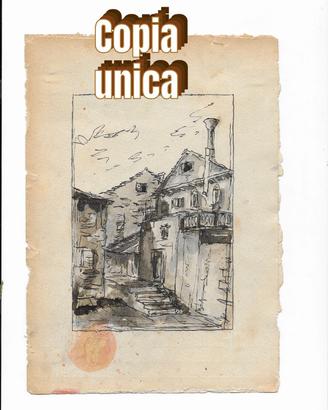 Copia mano disegno antico campiello Venezia 1700