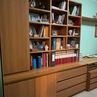 Libreria più scrivania in legno