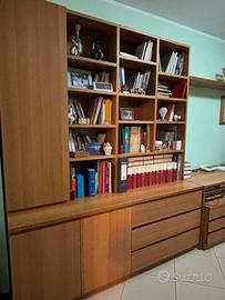 Libreria più scrivania in legno