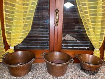 Tris pentole rame fine 800 29cm 26cm 24 cm