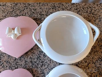 TRIS Pentole Ceramica Artigianali a Cuore