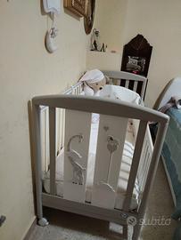 Culla PALI neonato  in legno bianco con ruote