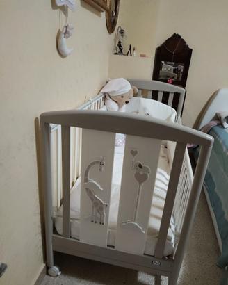 Culla PALI neonato  in legno bianco con ruote