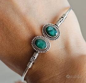 Bracciale in argento 925 e smeraldi naturali 