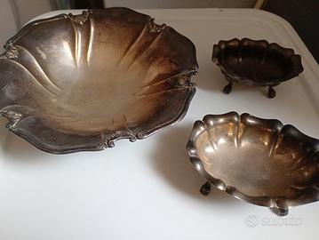Set 3 ciotole centrotavola argentate vintage 