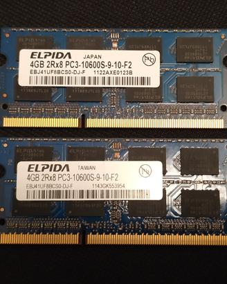 Memorie RAM 8 giga ddr3 1333 x notebook e mac
