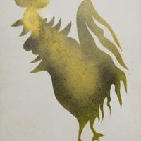 Rossetti grande litografia gallo dorato