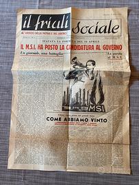 Giornale vintage Il Friuli Sociale del 1952