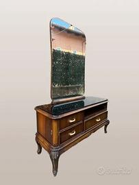 Specchiera vintage con piano in marmo scuro