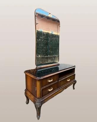 Specchiera vintage con piano in marmo scuro