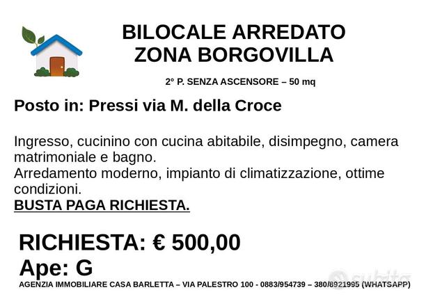 Bilocale arredato - zona Borgovilla