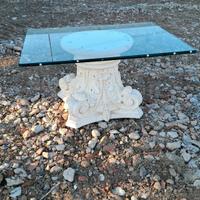 tavolino in pietra naturale e cristallo