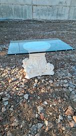 tavolino in pietra naturale e cristallo