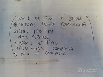 MOTORE USATO COMPLETO RAV 4 05 2.0 TD 85 KW