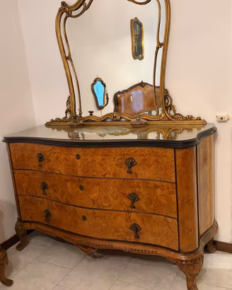 Comò Con Specchio + Comodoni Anni 50 Chippendale