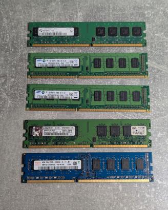 Lotto 5 Banchi RAM Misti (DDR2/DDR3) - Da Testare