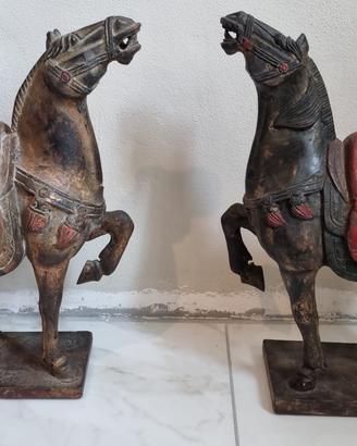 Coppia cavalli in stile Tang inizio XIX secolo
