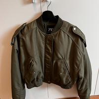 Giubbotto ZARA bomber uno verde salvia donna S