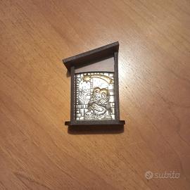 Mini Presepe 7x10 cm Legno e Argento  Nuovo 