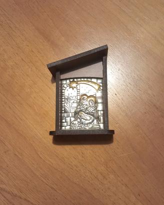 Mini Presepe 7x10 cm Legno e Argento  Nuovo 