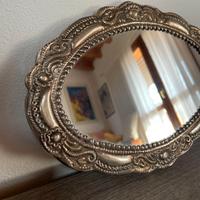 Specchio Ovale Cornice Argento