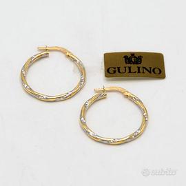 Orecchino cerchio oro giallo e bianco 18kt E.152