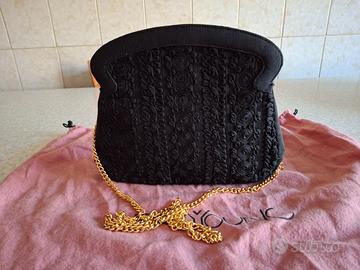 Borsa elegante vintage in macrame' nera