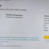 TV 85 pollici Samsung 4k smart tv