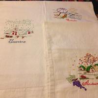 2 tende ricamate a mano tema 4 stagioni