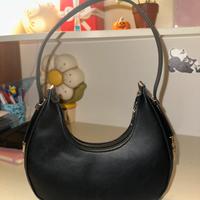 Borsa nera mezza luna a spalla