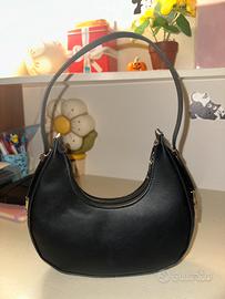 Borsa nera mezza luna a spalla