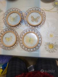 set 4 piattini midollino bambù vintage 