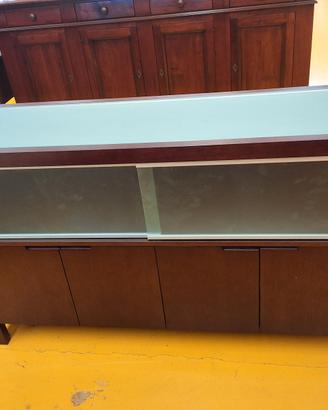 CREDENZA SCURA 4+2 ANTE SCORREVOLI VETRO 