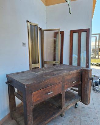 Banco da lavoro antico 170x77x90 cm