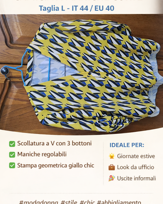 Camicia donna gialla a fantasia Tg.L (IT 44 EU 40