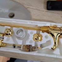 miscelatore lavabo bagno Euromix colore oro cromat