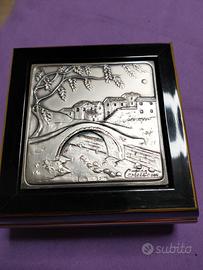 Portagioie in legno laccato e argento 925 sterling