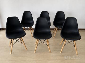 SET 6 SEDIE NERE STILE SCANDINAVO
