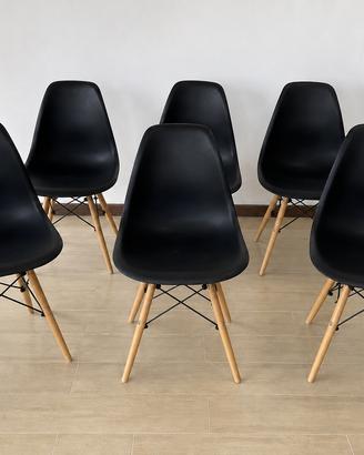 SET 6 SEDIE NERE STILE SCANDINAVO