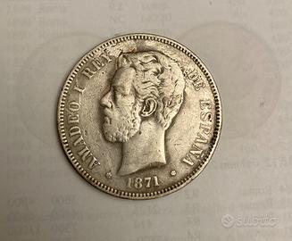 Moneta 5 pesetas 1871 18-73 R4
